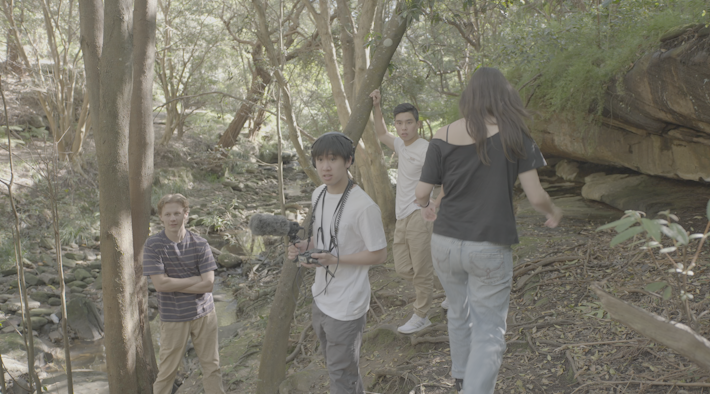 On-set sound recording with boom mic